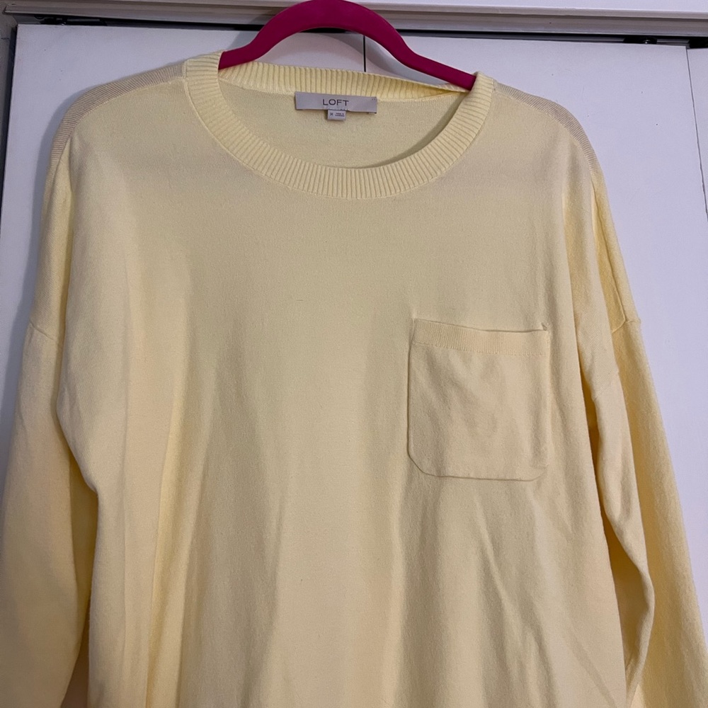 Loft Yellow Long Sleeved Sweater W/ Front Chest Pocket SZ M